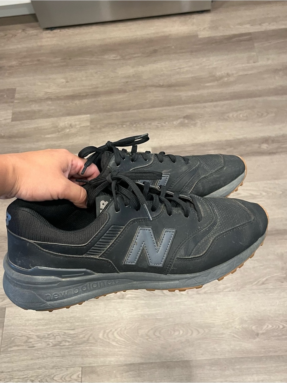 New Balance Men’s Black and Gum-Trim Sneakers